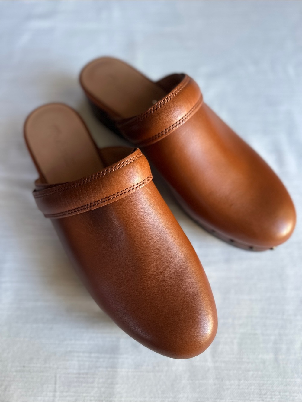 Madewell The Cecily Clog Oiled Leather Platform Mules Brown NWOB | 10